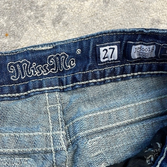 Miss Me Boot Cut Jeans Jeweled Rhinestone Bling Low Rise Y2K Sz 27 - Picture 5 of 14